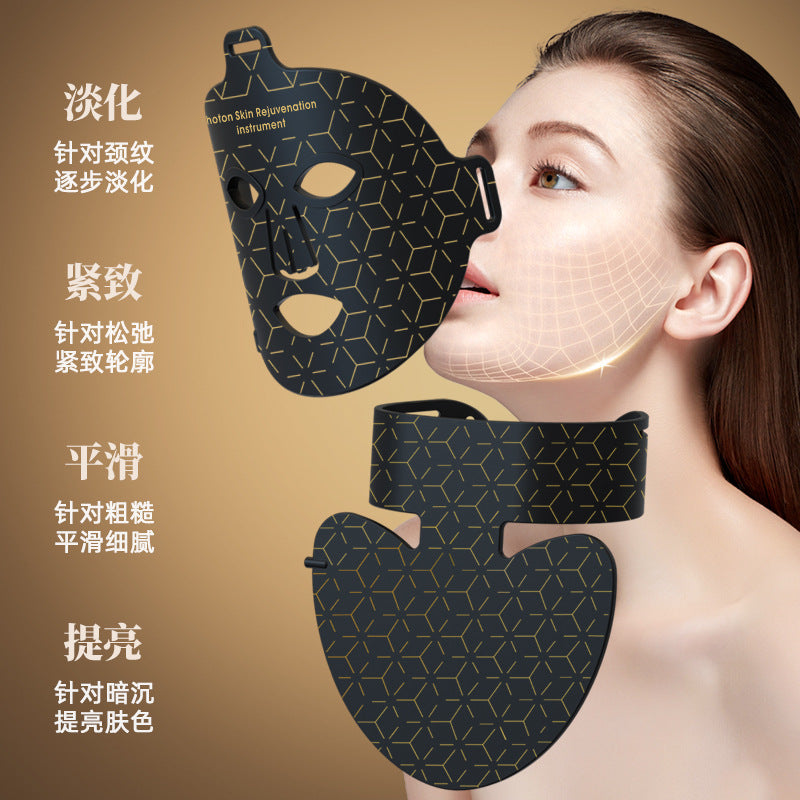 Cross-Border Manufacturer Beauty Mask With Neck Photon Rejuvenation Beauty Instrument Mask Household Red And Blue Light Led Mask Instrument
