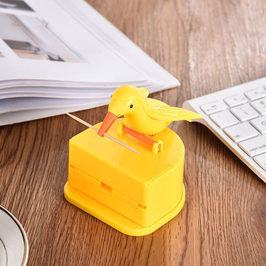 Press Smart Toothpick Jar Cute Bird Toothpick Box Barrel Press Toothpick Box Household Living Room Storage Box